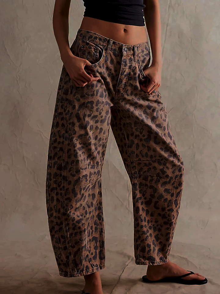Women's Leopard Print Summer Jeans | Wide