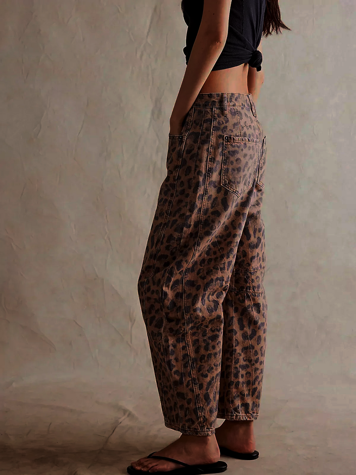 Women's Leopard Print Summer Jeans | Wide