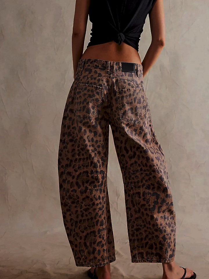 Women's Leopard Print Summer Jeans | Wide