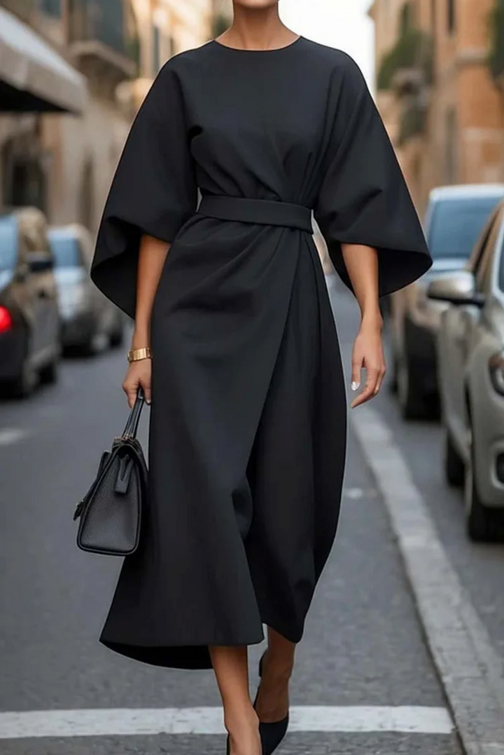 Womens Belted Maxi Evening Dress