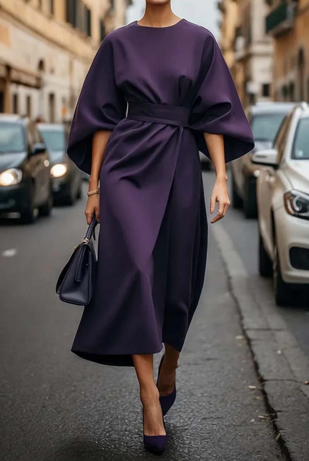 Womens Belted Maxi Evening Dress