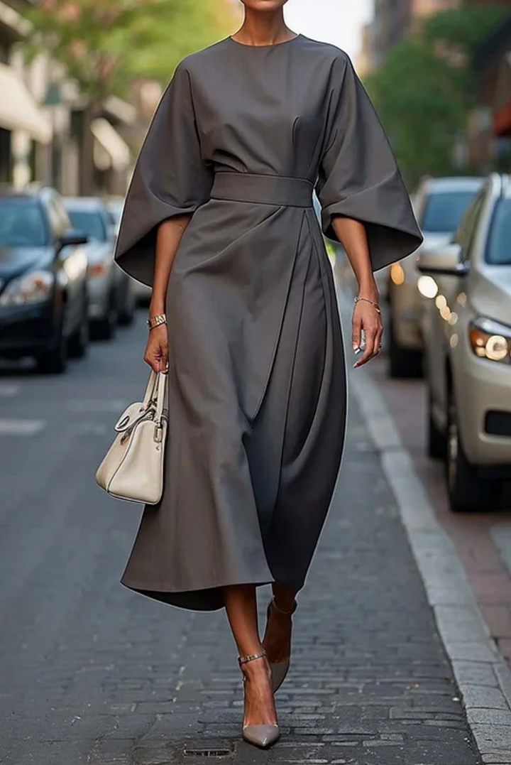 Womens Belted Maxi Evening Dress