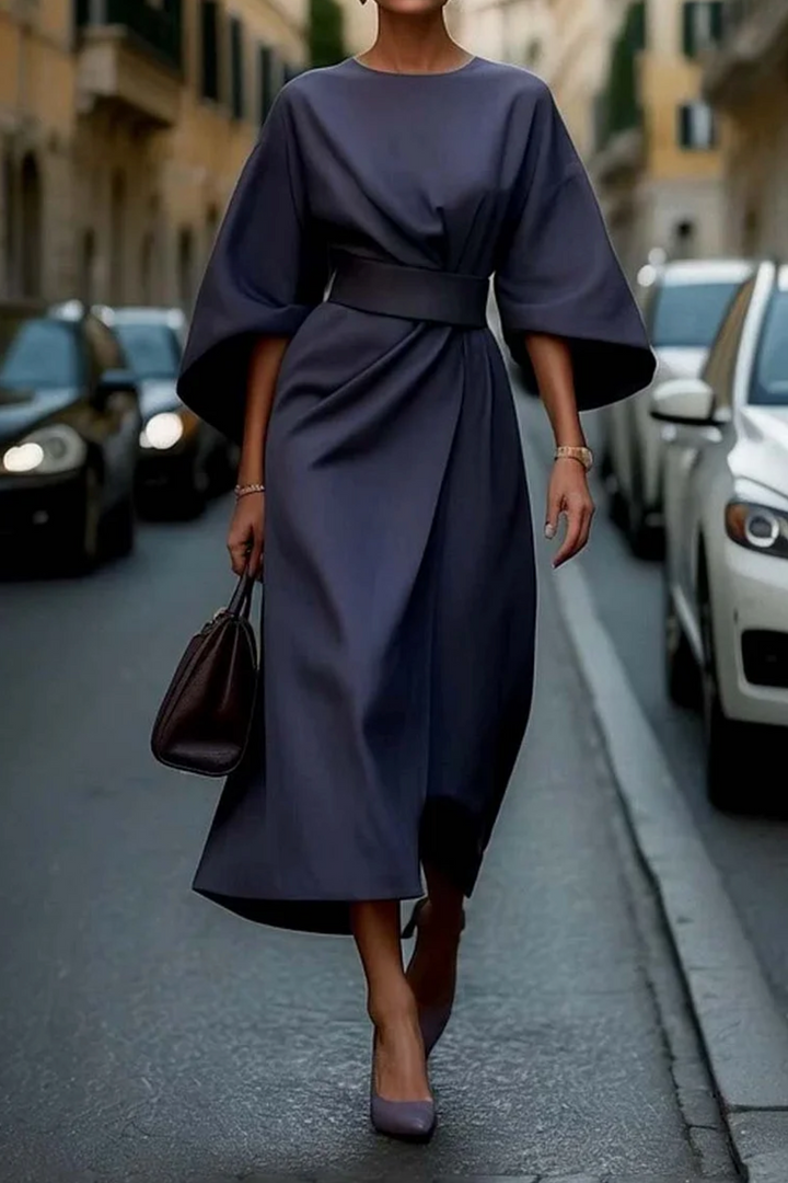Womens Belted Maxi Evening Dress
