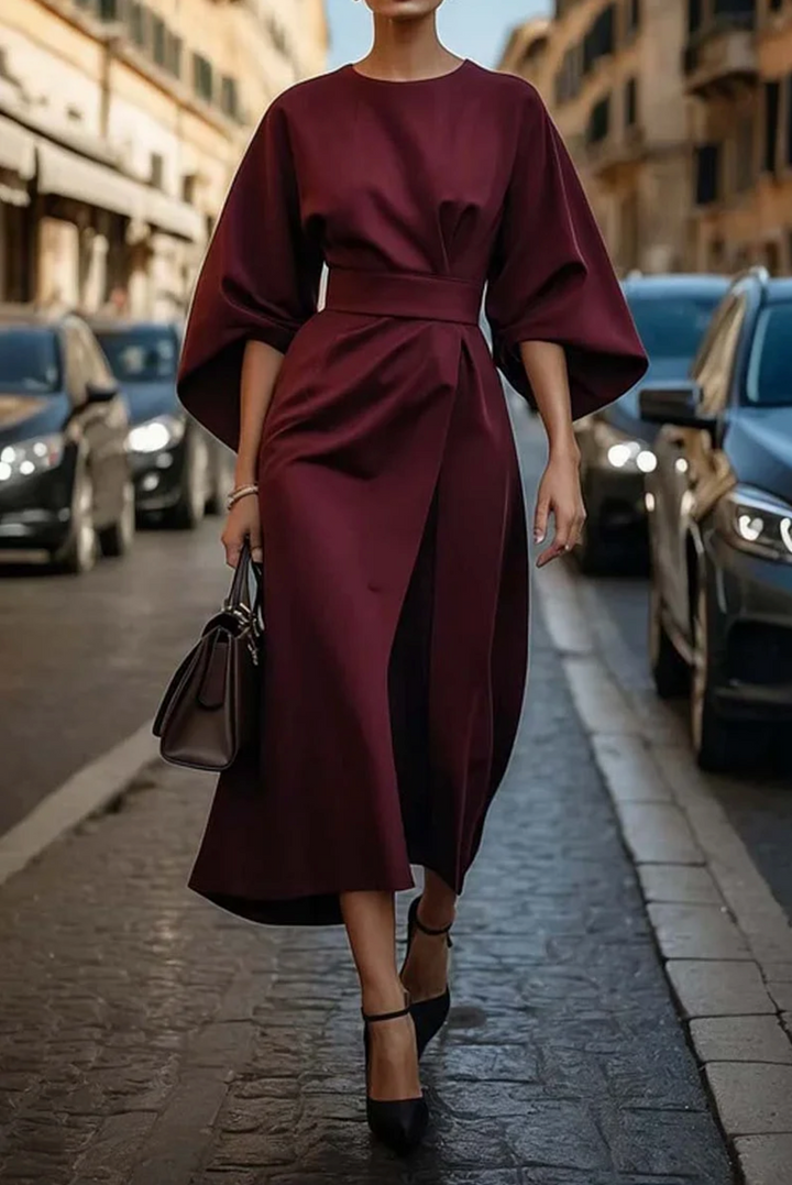 Womens Belted Maxi Evening Dress