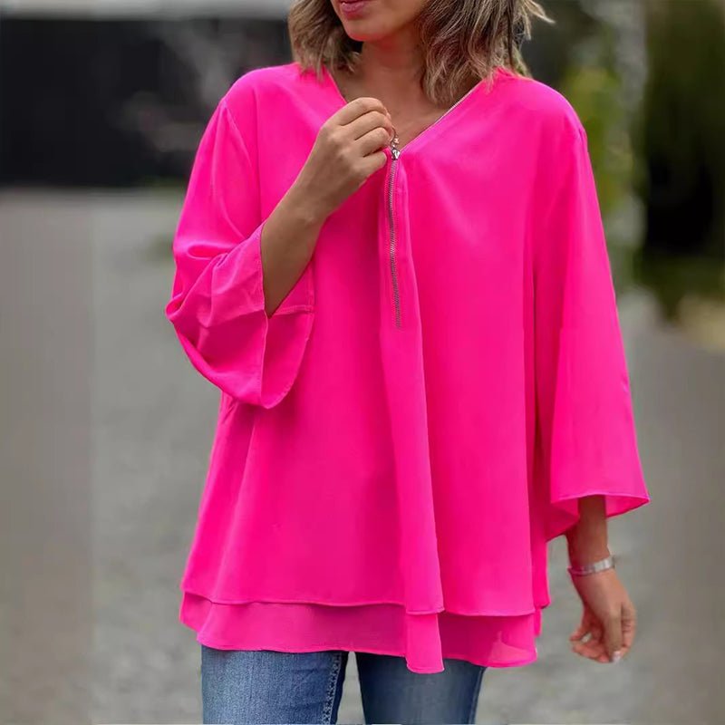 Women's Summer Blouse With Zipper