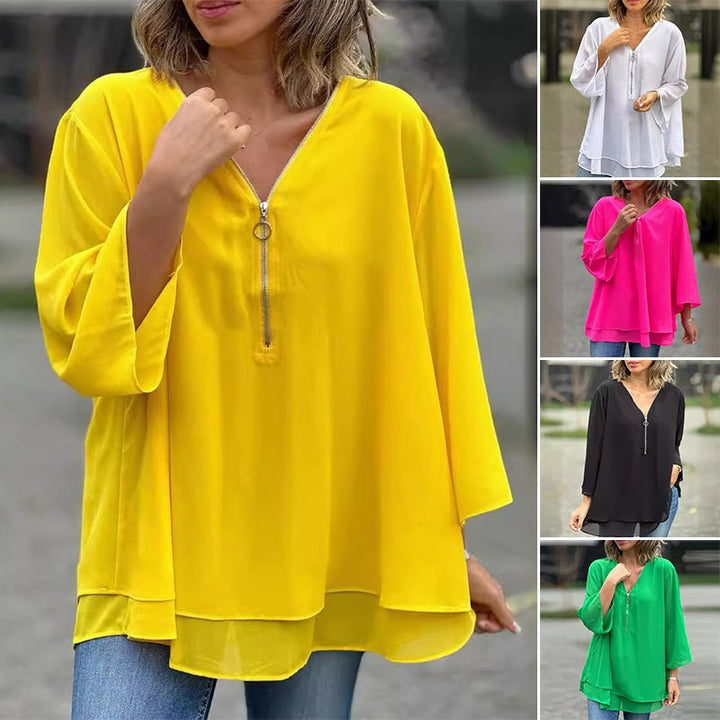 Women's Summer Blouse With Zipper