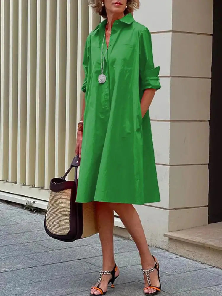 Women's Casual Shirt Dress | Midi